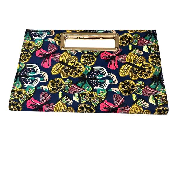 Multicolor Butterfly Rectangular Convertible Clutch Crossbody Purse Wedding - Picture 2 of 8